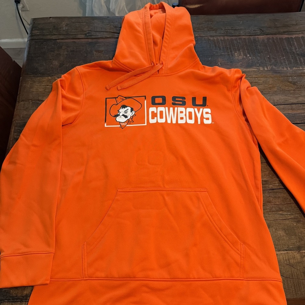 OKLAHOMA STATE COWBOYS Orange Long Slv Pullover Hoodie Mens L NICE